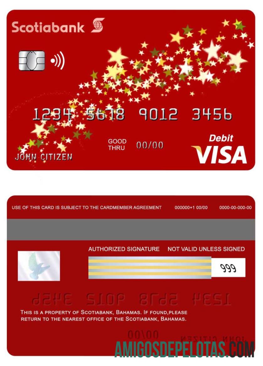 Débito de visto do Bahamas Scotia Bank modelo